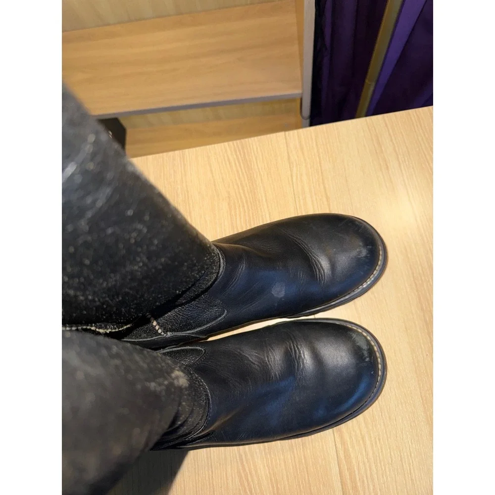 UGG Australia Women Black Leather Shearling Lined Tall Winter Boots Size 10